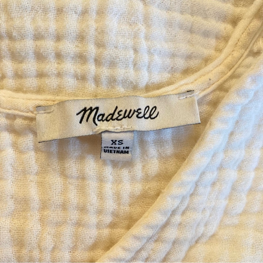MADEWELL Cream Gauze V Neck Short Sleeve Top - Picture 6 of 9